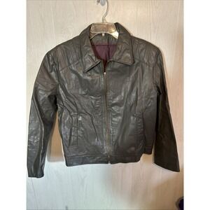Vintage Sz Large Charcoal Gray GQ 80's Style Leather Jacket